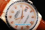 Rolex Datejust Swiss ETA 2836 Automatic Movement White Dial with Dimond Markers-Black Diamond Bezel