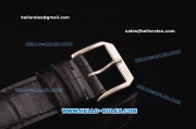 IWC Pilot's Chronograph Miyota Quartz Steel Case with White Dial and Black Leather Strap