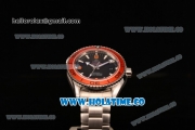 Omega Planet Ocean Clone 8500 Automatic Steel Case/Bracelet with Orange Bezel Black Dial and White Stick Markers (EF)