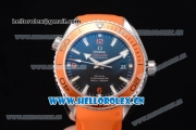 Omega Seamaster Planet Ocean Clone 8500 Automatic Steel Case with Black Dial Orange Rubber Strap and Stick/Arabic Numeral Markers (BP)