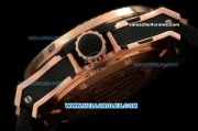 Hublot Big Bang King Swiss Valjoux 7750 Automatic Movement Rose Gold Case with Black Dial and Black Rubber Strap