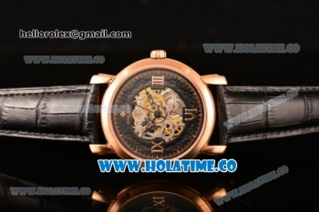 Vacheron Constantin Malte Asia Automatic Rose Gold Case with Black Skeleton Dial and Roman Numeral Markers