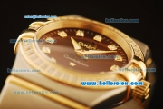 Omega Constellation Swiss Quartz Steel Case with Diamond Bezel and Brown Dial-Two Tone Strap