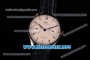 IWC Portuguese Power Reserve Clone IWC 52010 Automatic Steel Case with White Dial Arabic Number Markers and Blue Leather Strap - 1:1 Original (ZF)