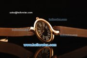 Cartier d'Art Swiss Quartz Rose Gold Case with Black Dial and Brown Leather Strap