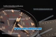 IWC Big Pilot Top Gun Miramar Edition Clone IWC 521111 Automatic Ceramic Case with Brown Dial and Army Green Leather Strap Stick/Arabic Numeral Markers