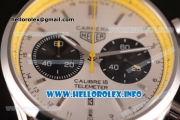 Tag Heuer Carrera Calibre 18 Chronograph Miyota Quartz Steel Case with White Dial Stick Markers and Yellow/Black Nylon Strap - Yellow Inner Bezel