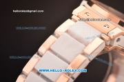 Hublot Big bang Swiss Valjoux 7750 Automatic Rose Gold Case with White Dial and Rose Gold/Ceramic Bracelet