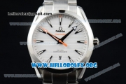 Omega Seamaster Aqua Terra 150M Clone Omega 8500 Automatic Stainless Steel Case/Bracelet with White Dial Silver Stick Markers Orange Second Hand (YF)