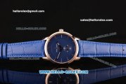 Ulysse Nardin Classico Miyota OS2035 Quartz Rose Gold Case with Stick Markers Blue Dial and Blue Leather Strap