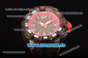 Richard Mille RM028 Swiss Valjoux 7750 Automatic PVD Case with Skeleton Dial and Black Rubber Strap - Red Inner Bezel