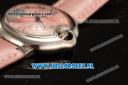 1:1 Cartier Ballon Bleu De 2671 Auto Steel Case with Pink Dial and Pink Leather Strap