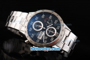 Tag Heuer Carrera Calibre 16 Swiss Valjoux 7750 Automatic Movement Full Steel with Black Dial and Silver Numeral Markers