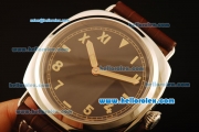 Panerai Radiomir Swiss ETA 6497 Manual Winding Steel Case with Black Dial and Brown Leather Strap