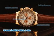 Rolex Daytona Chronograph Swiss Valjoux 7750 Automatic Rose Gold Case with White Dial and Brown Leather Strap Rolex Daytona Chronograph Swiss Valjoux 7750 Automatic Rose Gold Case with White Dial and Brown Leather Strap