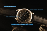 Omega Seamaster Chronograph Miyota Quartz Movement Steel Case with Black Dial and Black Leather Strap