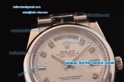 Rolex Day-Date Asia 2813 Automatic Steel Case/Strap with Silver Dial and Diamond Markers