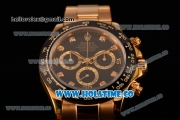 Rolex Daytona Chrono Swiss Valjoux 7750 Automatic Yellow Gold Case/Bracelet with Diamonds Markers Ceramic Bezel and Black Dial (BP)