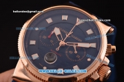 Ulysse Nardin Maxi Marine Chronograph Swiss Valjoux 7750 Automatic Rose Gold Case with Blue Dial and Blue Rubber Strap