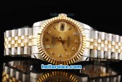 Rolex Datejust Automatic Movement Gold Dial with Diamond Markers and Gold Bezel-18K Gold Never Fade