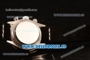 Rolex Explorer Chronograph Miyota OS20 Quartz Steel Case with Black Dial and Black Leather Strap