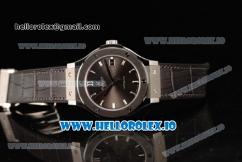Hublot Classic Fusion Japanese Miyota 9015 Automatic Movement Steel Black Dial and Stick Markers Leather Strap (JF)