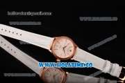 Rolex Cellini Time Asia 2813 Automatic Rose Gold Case with Beige Dial White Leather Strap and Stick Markers