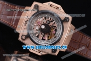 Hublot Masterpiece MP 08 Antikythera Sunmoon Asia 2813 Automatic Rose Gold Case Brown Leather Strap and Skeleton Dial