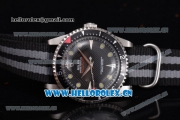 Rolex Milgauss Vintage Asia 2813 Automatic Steel Case with Black Dial Dot Markers and Black/Grey Nylon Strap