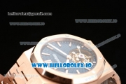 Audemars Piguet Royal Oak Tourbillon Swiss Tourbillon Manual Winding Movement Rose Gold Case Blue Dial With Stick Markers Rose Gold Bracelet