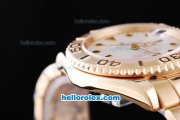 Rolex Yachtmaster Oyster Perpetual Automatic Movement Full Rose Gold Case/Strap with White Dial and Black Hour Marker