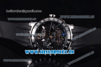 Ulysse Nardin Executive Dual Time & Big Date Asia ST25 Automatic Steel Case Black Dial White Markers and Black Rubber Strap