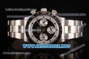 Rolex Daytona Vintage Chrono Miyota OS20 Quartz Steel Case/Bracelet with Black Dial and Point Markers - White Inner Bezel