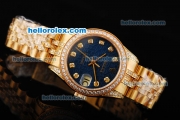 Rolex Datejust Automatic Movement Golden Case With Blue Dial and Diamond Bezel