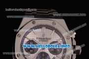 Audemars Piguet Royal Oak QE II CUP 2015 Limited Edition Chrono Swiss Valjoux 7750 Automatic Stainless Steel Case/Bracelet with White Dial Stick Markers - Blue Subdial (EF)