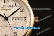 Longines Master Swiss ETA 2824 Automatic Two Tone Case with Two Tone Bracelet and White Dial