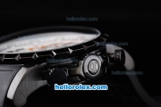 Roger Dubuis Excalibur Chronograph Quartz Movement PVD Case with White Dial-Black Marker and Black Rubber Strap