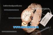 Cartier Ballon Bleu De Medium Swiss ETA 2671 Automatic Rose Gold Case Silver Dial Roman Numeral Markers and Rose Gold Bracelet - 1:1 Original