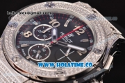 Hublot Big Bang Chrono Miyota OS20 Quartz Diamonds/Steel Case with Black Dial and Diamonds Bezel