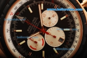 Breitling Chrono-Matic Chronograph Swiss Valjoux 7750 Automatic Movement Rose Gold Case with Brown Dial and PVD Bezel