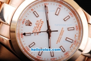 Rolex Milgauss Automatic Movement with White Dial and Full Rose Gold Bezel-Case and Strap