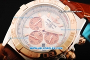 Breitling Chronomat B01 Chronograph Miyota Quartz Movement Steel Case with Rose Gold Bezel and Brown Leather Strap