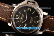 Panerai PAM 510 Luminor Marina 8 Days Acciaio Clone P.5000 Manual Winding Steel Case with Black Dial Brown Leather Strap and Stick/Arabic Numeral Markers (ZF)