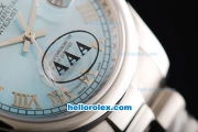 Rolex Datejust Swiss ETA 2836 Automatic Movement Full Steel with Silver Roman Markers and Blue Dial