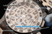 Hublot Big Bang Snow Leopard Chrono Miyota OS20 Quartz PVD Case with White/Black Markers and Leopard Leather Bracelet