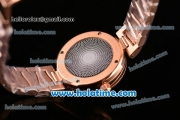 Omega De Ville Ladymatic Swiss Quartz Movement Rose Gold Case Rose Gold Bracelet with Diamond Bezel and Black Dial