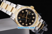 Rolex Datejust Automatic Two Tone with Gold Bezel,Black Dial and Diamond Marking