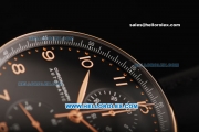 IWC Portuguese Chronograph Swiss Valjoux 7750 Automatic Movement Rose Gold Case with Black Dial and Black Leather Strap