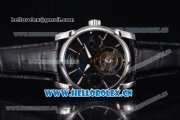 Parmigiani Tonda Tourbillon Flying Tourbillon Manual Winding Steel Case with Black Dial Black Leather Strap and Stick Markers