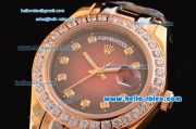 Rolex Day-Date Masterpiece Swiss ETA 2836 Automatic Two Tone Case with Coffee Dial and Diamond Bezel